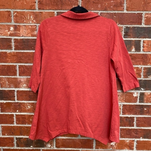 Soft Surroundings Womens Small Orange Danielle Funky Button Sharkbite Tunic Top - Picture 6 of 11